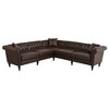 GDFStudio Ellerslie 99.4"W  Faux Leather L-Shaped Chesterfield Sofa with Rolled Arms and Nailhead - 4 of 4