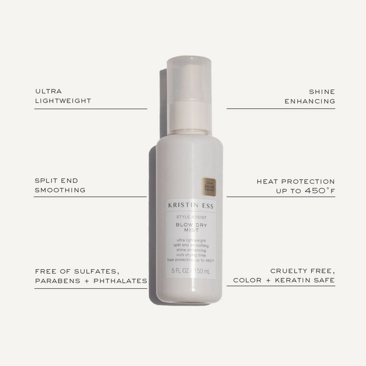 Kristin Ess 450°F Hydrating Heat Protectant Spray - Style Assist Blow Dry Mist for Straight, Wavy + Curly Hair - 5 fl oz, 4 of 8