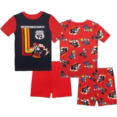 Super Mario Kart Little/big Boy's 4-piece Cotton Pajama Set : Target