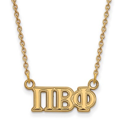 Black Bow Jewelry 14k Yellow Gold Plated Sterling Silver Pi Beta Phi Greek Life Necklace 18 Inch