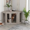 PawHut Conner Dog Crate Furniture, End Table Dog Kennel Furniture with Cushion, Pet Crate for Dog Indoor Use, Walnut Brown - 3 of 4