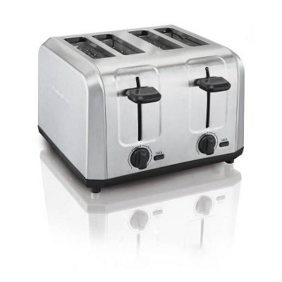 Hamilton Beach 4 Slice Toaster Brushed Stainless Steel - 24714: Automatic Shut-Off, 1500W, Double Toaster, Silver