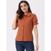 INSPIRE CHIC Women's Short Sleeve Button Down Peter Pan Collar Blouse - 3 of 4