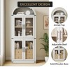 Arched Pantry Cabinet with Doors and 2 Drawers 71.4in Tall Wood Storage Cabinet for Kitchen Dining Room Bathroom - 3 of 4