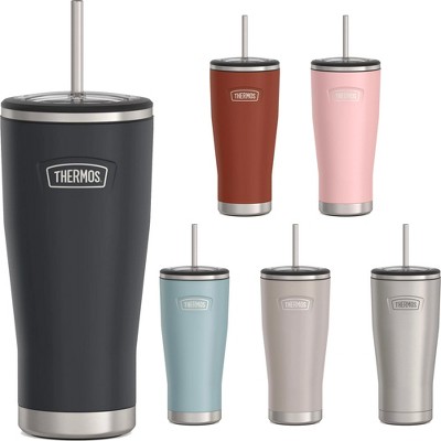 Thermos Icon Series Stainless Steel Vacuum Insulated Cold Tumbler with Straw, Saddle, 24oz