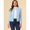 INSPIRE CHIC Women's Stand Collar Zip Up Biker Lightweight Moto Jacket - 2 of 4