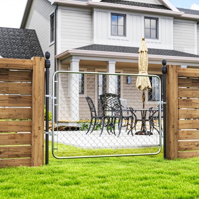 Galvanized Steel Chain Link Garden Gate, 47.2" x 70.9", Silver