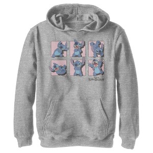 Boy's Lilo & Stitch Poses in Pink Panels Pull Over Hoodie - 1 of 4