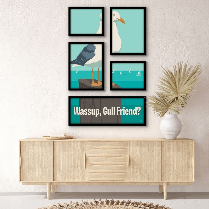 Americanflat Wassup Gull Friend Coastal Collection 5 Piece Grid Wall Art Room Decor Set - coastal Modern Home Decor Wall Prints, 2 of 6