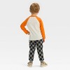 Toddler Boys' Long Sleeve Halloween Graphic T-Shirt and Fleece Jogger Pants Set - Cat & Jack™ Cream - 2 of 4