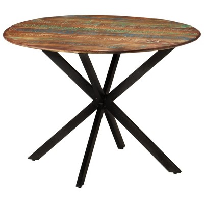 vidaXL Dining Table 43.3 in.x30.7 in. Solid Wood Reclaimed and Steel