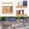 Tangkula 4PCS Acacia Wood Patio Conversation Set Outdoor Furniture Set w/ Navy Cushions - 4 of 4