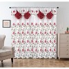 Home Mart Goods Burgundy White Luxury Floral Embroidery Rod Pocket Window Panel Attached Valance Satin Backing 2 Tie Backs Curtain Set (2 Panels) - 2 of 4