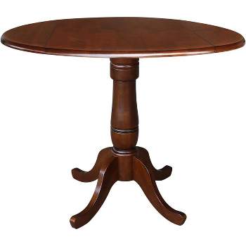 International Concepts 42 inches Round Dual Drop Leaf Pedestal Table - 35.5 inchesH, Espresso
