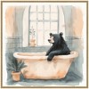 Kate & Laurel All Things Decor 30"x30" Sylvie Black Bear Bathroom Watercolor 2 Framed Canvas by The Creative Bunch Beaded Natural - 2 of 4