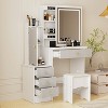 FUFU&GAGA Makeup Vanity Set with Mirror and Stool Makeup Table - 2 of 4