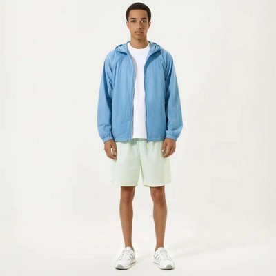 Alilang Men's Lightweight Hooded Windbreaker Jacket with Full Zip Closure Elastic Cuffs and Relaxed Fit Design - X Large, Blue — фото 3