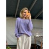 Coolmee Women's Sweaters Button Crew Neck Solid Casual Sweaters Fall Long Sleeve Henley Shirts Fashion Loose Knit Pullover Tops M Purple - 3 of 4