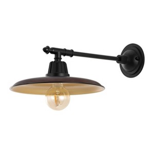 12" 1-Light Bonner Farmhouse Industrial Iron LED Victorian Arm Outdoor Sconce - JONATHAN Y - 1 of 4