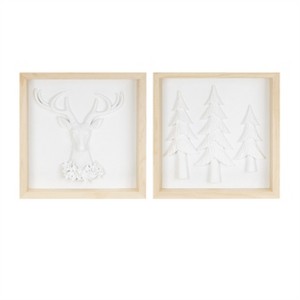 Framed Holiday Deer and Tree Artwork (Set of 2) - 1 of 4