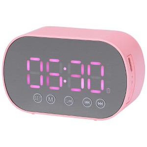 REGALWOVEN Digital Mirror FM Radio Speaker Small Dual Alarm Clock 3.3 x 2 x 1.6 Inches - 1 of 4