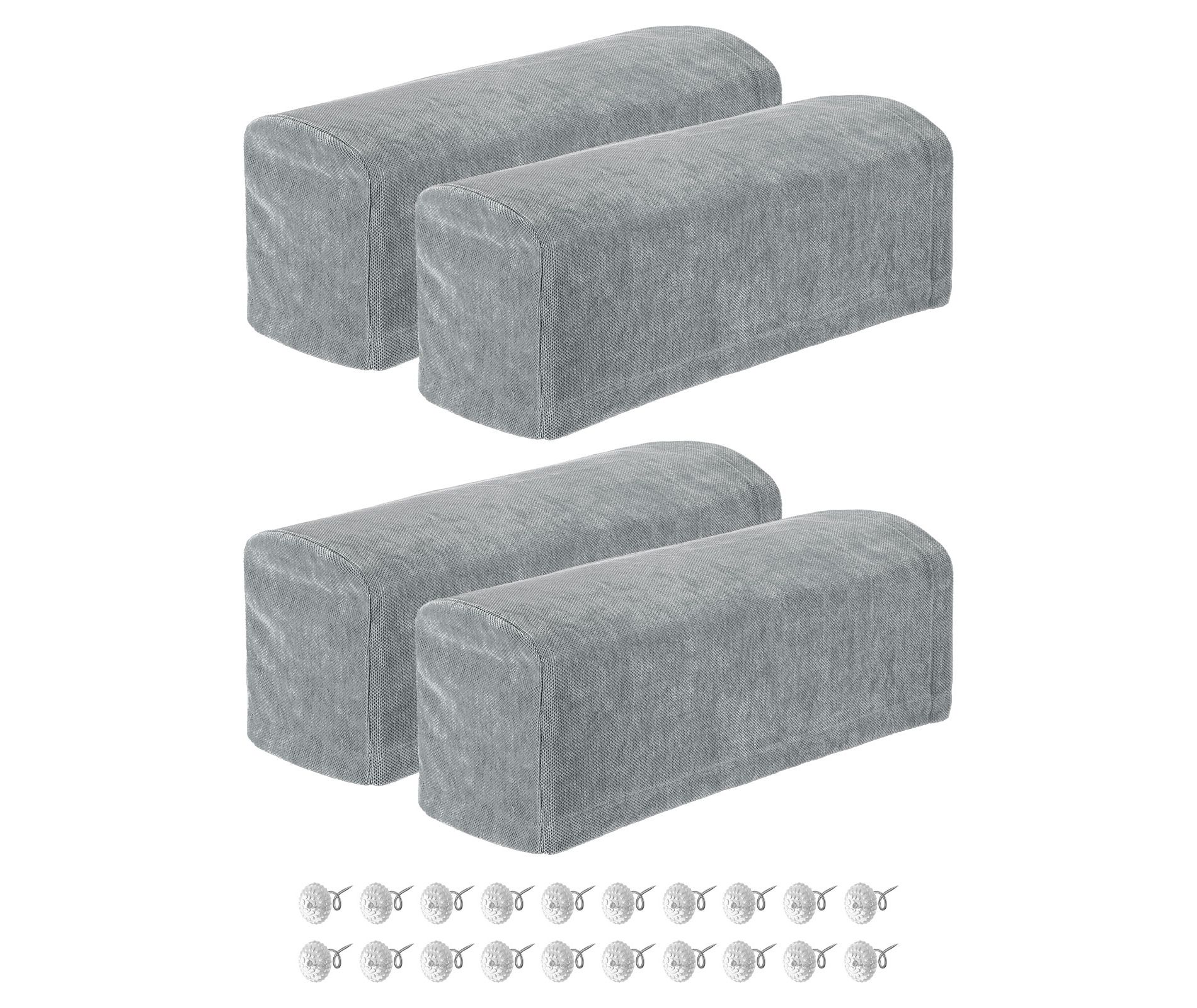Unique Bargains Chenille Non Slip Scratch Resistant Soft Armchair Slipcovers with Twist Pins Grey 4 Pcs