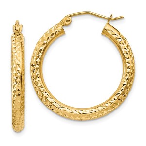 Black Bow Jewelry 3mm, 14k Yellow Gold Diamond-cut Hoops, 25mm (1 Inch) - 1 of 4