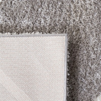 Tahoe Gray and Ivory Synthetic Shag Runner Rug, 2 x 9 ft