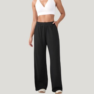 Anna-Kaci Active Women's High Waist Wide Leg Athletic Pants with Side Pockets and Elastic Waistband - 1 of 4