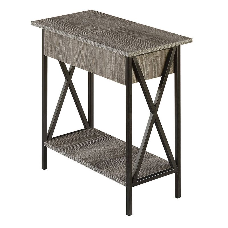 Tucson Flip Top End Table with Charging Station and Shelf - Breighton Home, 1 of 8