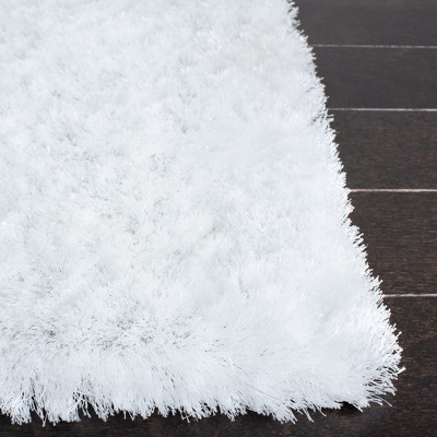 Ivory Hand-Tufted Shag Wool and Synthetic 4' x 6' Rug