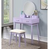 Gulches Elegant Purple Vanity Tables Set with Round Mirror & Storage Drawers - 2 of 4