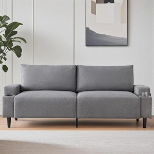 Acekool 81" Comfort Loveseat Sofa, 3-Seater with Cup Holders & Storage Pockets, Deep Cushions for Living Room, Bedroom - 1 of 4