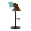 LumiSource Set of 2 Curvo Adjustable Barstools Walnut Fabric/Black Metal - 3 of 4
