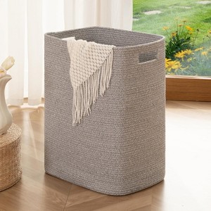 Laundry Hamper, Rectangle Cotton Laundry Basket with Handles, Large Blanket Basket - 1 of 4