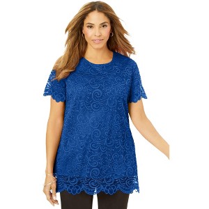 Jessica London Women's Plus Size Stretch Lace Tunic - 1 of 4