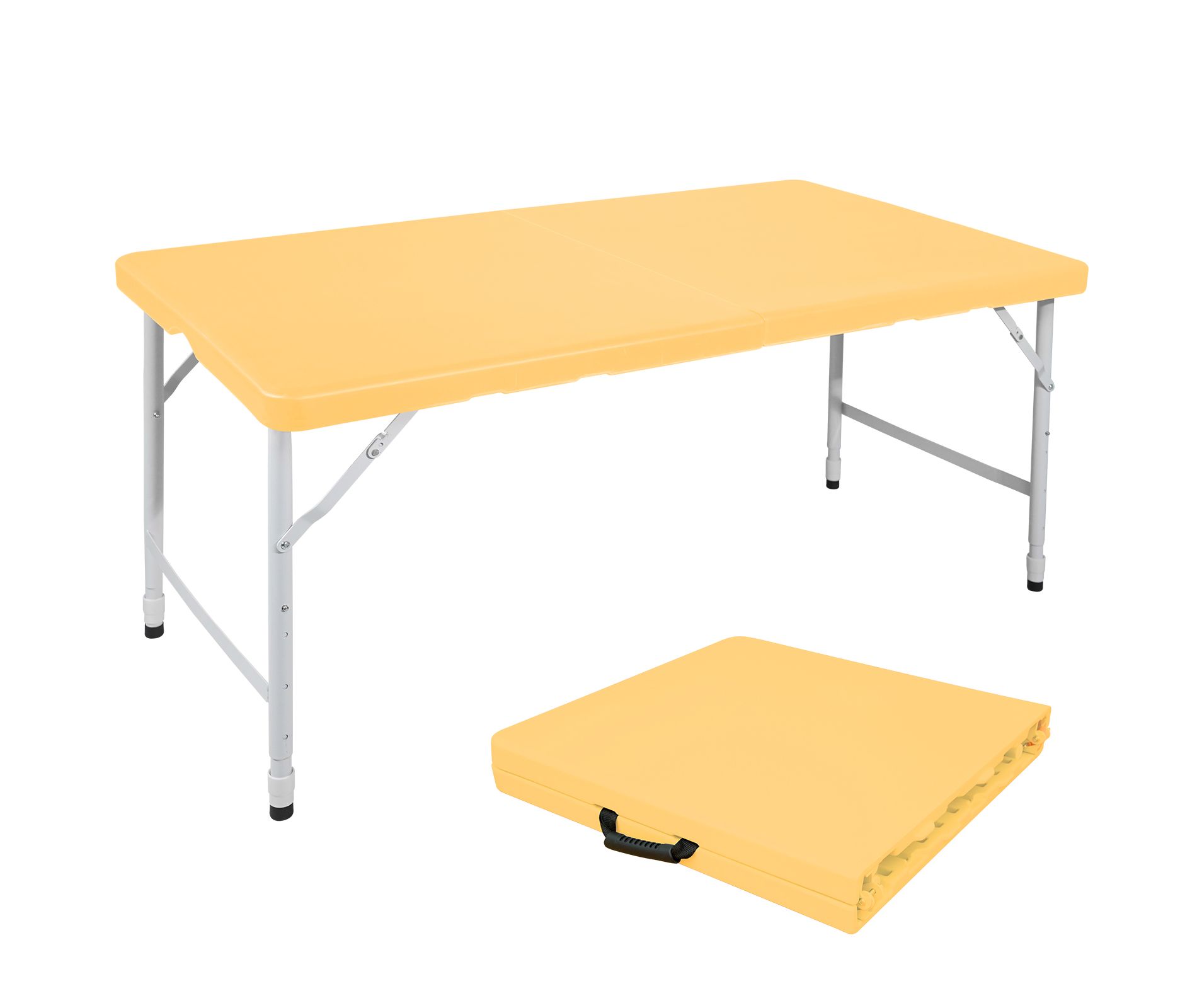Gulches Light Yellow 4ft Portable Folding Table, Heavy-Duty Indoor Outdoor Table, Stain-Resistant for Camping BBQ Party
