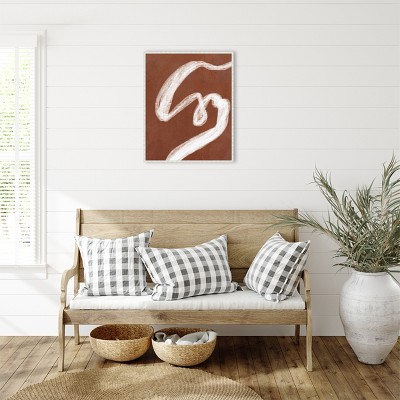 Phantom Thread I Abstract Brown and White Canvas Art with Beaded Frame