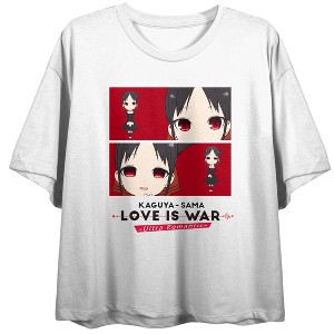 Kaguya-sama: Love Is War -Ultra Romantic- Chibi Character Women's White Short Sleeve Crop Tee - 1 of 3