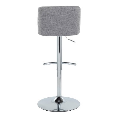 Gray Adjustable Swivel Bar Stools with Metal Frame