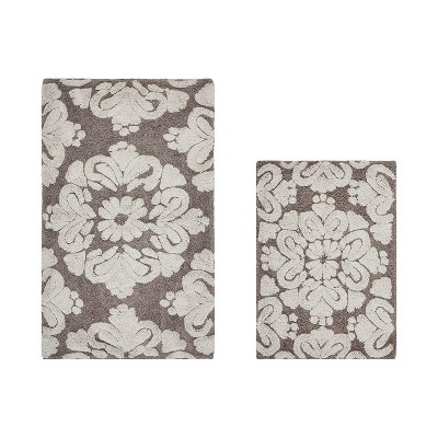 Medallion Collection 2 Piece 100% Cotton Tufted Bathroom Rug Set  with Non-Slip Backing, Machine Washable, Tumble Dry Bath Mat
