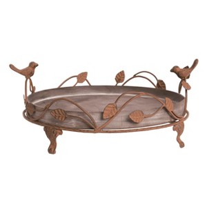 Transpac Metal 13.25" Gray Spring Rustic Display Tray with Bird Accents - 1 of 2