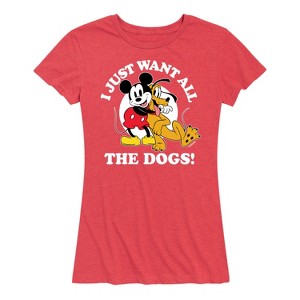 Women's - Disney - Mickey Mouse and Pluto I Just Want All The Dogs Short Sleeve Graphic T-Shirt - 1 of 4