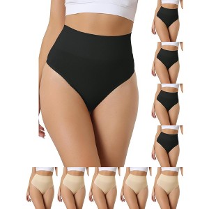 INSPIRE CHIC Women's High-Waisted Invisible Stretchy Comfortable Thongs 10 Packs - 1 of 4