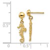 Black Bow Jewelry Mini Textured Seahorse Dangle Post Earrings in 14k Yellow Gold - image 3 of 4