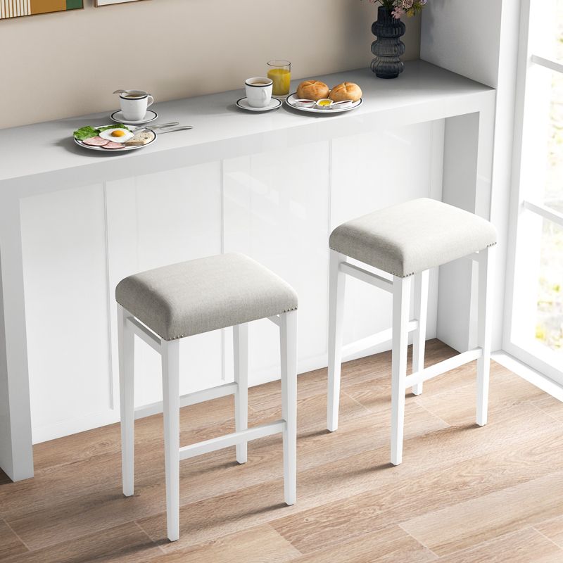 Costway 24"  Height Set of 2 Bar Stools Backless Counter Height Kitchen Chairs with Wooden Legs Gray, 2 of 11