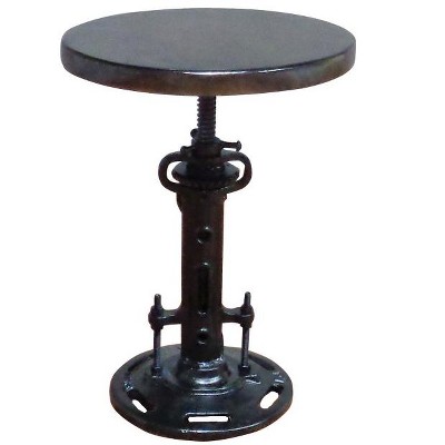 HomeRoots Black Iron Backless Adjustable Height Bar Chair