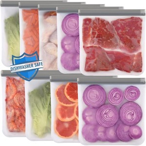 Reusable Gallon Freezer Bags, BPA Free, Extra Thick Leakproof Dishwasher Safe Food Storage Bags - 1 of 4