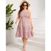 Plus Size Summer Dresses Women's Sleeveless Square Neck Smocked Flowy Ruffle A Line Maxi Dress - 3 of 4