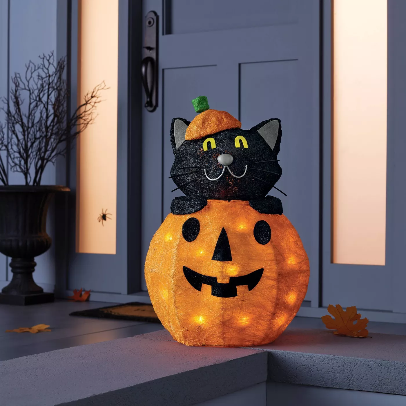 Cat in Pumpkin Incandescent Sisal Light Up Halloween Decor - Hyde & EEK! Boutique™ - image 2 of 4